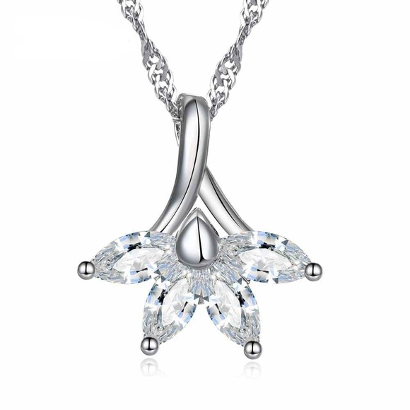 White Fuchsia Flower Necklace - Picture 5 of 5